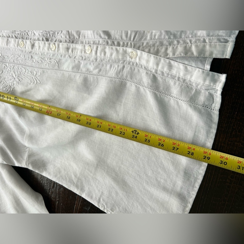 Cambridge Dry Goods White 100% Linen Floral Embroidered Button Down Shirt 1X - Picture 5 of 15